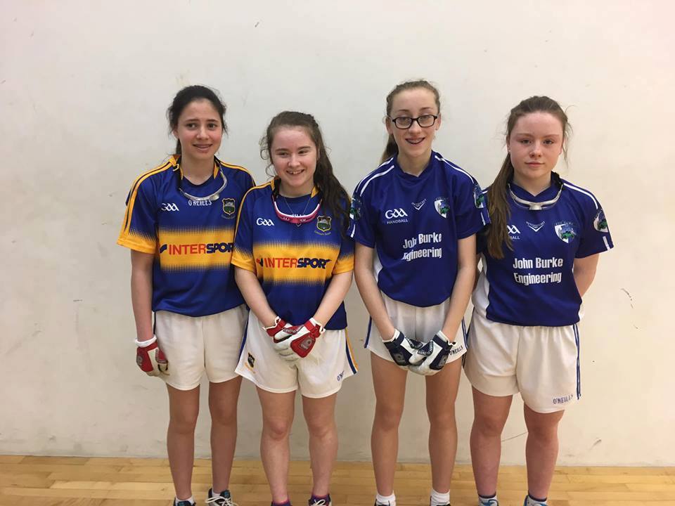 Emer Fitzpatrick and Lucy O'Connor, right, (Cullohill) who were beaten in the Girls U15 All-Ireland Doubles Final in a tie-breaker