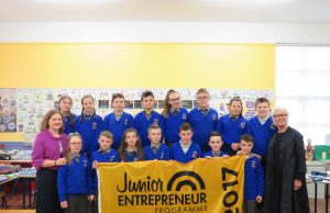 Mrs Liz Kennedy and Moya Doherty with 3rd, 4th, 5th and 6th class from The Swan NS