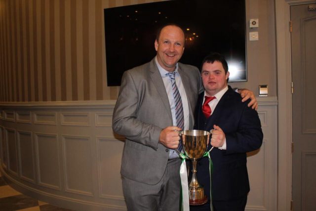 Sean pictured with Tony 'Barney' Maher holding the Jack Delaney Cup