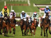 Noel Fehily celebrates after winning the Betway Queen Mother Champion Chase on Special Tiara during the Cheltenham Racing Festival