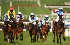 Noel Fehily celebrates after winning the Betway Queen Mother Champion Chase on Special Tiara during the Cheltenham Racing Festival