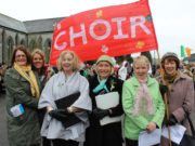 Some of the Timahoe choir members at the St Patrick's Day parade in the village