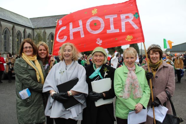 Some of the Timahoe choir members at the St Patrick's Day parade in the village