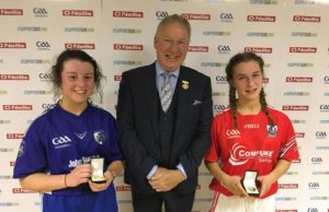 Molly O'Connor, left, with her winners medal after the All-Ireland U-17 handball final yesterday