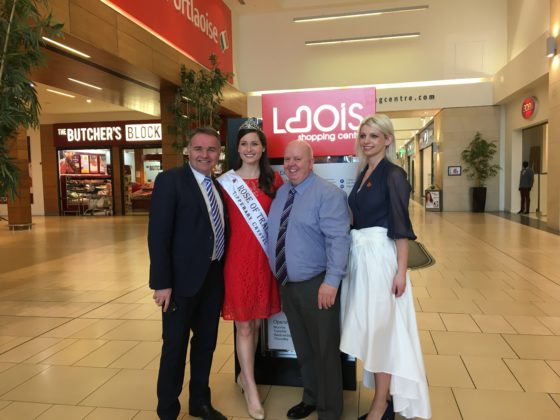 Steve Cronley (Commercial Manager, Rose of Tralee), Maggie McEldowney (2016 international Rose of Tralee), Kevin Doyle (Laois Shopping Centre Manager) and Lyn Moloney (Laois Rose co-ordinator)