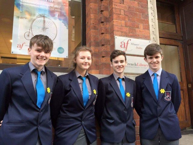 Conor McGavin, Ava Lalor, Joe Phelan and David Vesey of Heywood CS were crowned All-Ireland French Debating champions