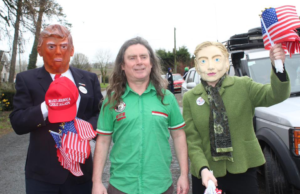 Stradbally legend Austin Watt Clancy joined by Donald Trump and Hillary Clinton at the parade this morning