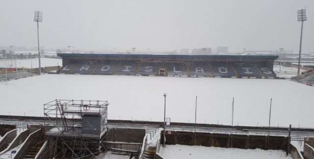 O'Moore Park is covered in snow this morning