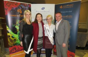 Lyn Moloney (Laois Rose co-ordinator), Emily Miller (LaoisToday.ie0, Kate Hyland (2016 Laois Rose) and Steve Cronley (Commercial Manager, Rose of Tralee) in the Portlaoise Heritage Hotel on Sunday evening