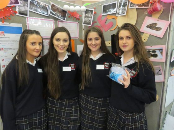 Fiona Raggett, Grainne O'Sullivan, Louise Kelly and Sarah Hennessy of LFSG Boot Cleaner from Scoil Chríost Rí