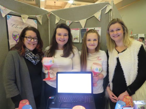 Rosie Fitzpatrick and Zoe Daly of Classy Glass from St Fergals College with teachers Mrs Kennedy and Mrs Phelan