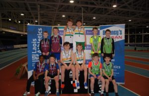 The winning relay teams at yesterday's Indoor Championships