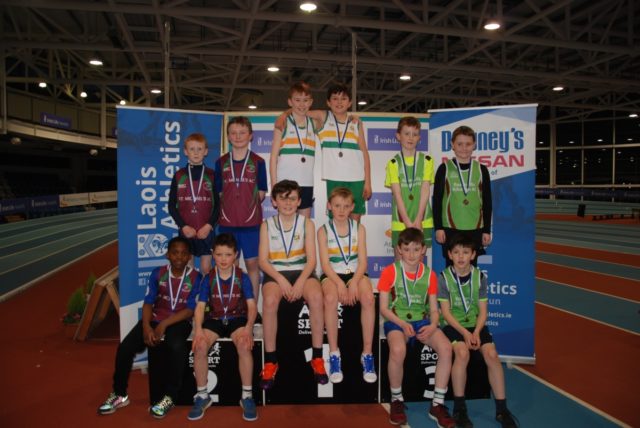 The winning relay teams at yesterday's Indoor Championships