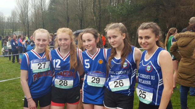 The Scoil Chriost Ri minor team of Kate Corcoran, Ava Prendergast, Ava Punch, Grainne Cotter and Ava O’Connor that claimed bronze in the All Ireland schools cross country in Antrim on Saturday