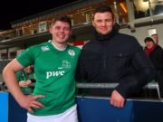 Sean Masterson with his brother Eoghan after Sean's first Ireland U-20 cap against France earlier this month