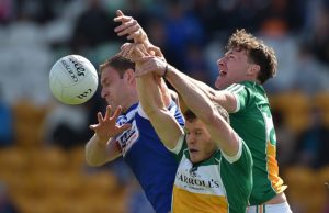 Donal Kingston in action against Shane Nally and James Lawlor in Laois's defeat