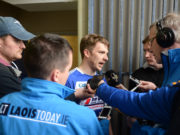 Ross Munnelly talks to the media after the Leinster GAA Football Senior Championship Round 1 win