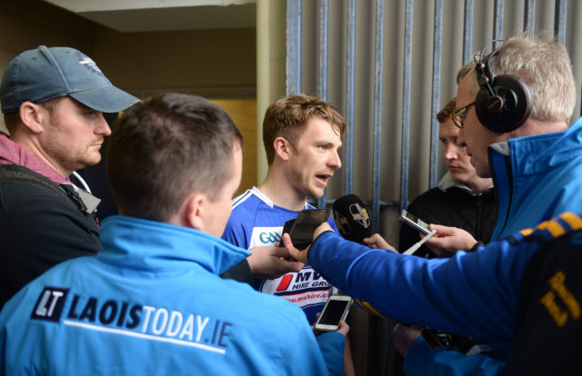Ross Munnelly talks to the media after the Leinster GAA Football Senior Championship Round 1 win