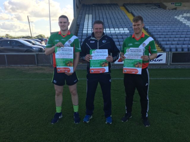 Neil Foyle, Laois manager Eamonn Kelly and Matthew Whelan at the launch of the Borris-Kilcotton Road Hurling tournament