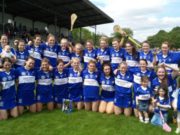 Laois celebrate after winning the Leinster intermediate camogie final in Birr