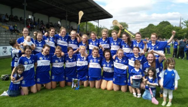 Laois celebrate after winning the Leinster intermediate camogie final in Birr