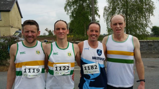 John Fenlon, Stephen Hunter, Ciaran Keenan and Colm Burke from the Laois Team who came 2nd in Masters Men over 35s