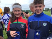 Orla Hennessy and Oisin Hooney pictured together after their success in John West National Feile Skills Competition