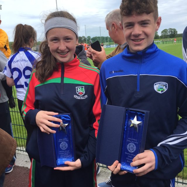 Orla Hennessy and Oisin Hooney pictured together after their success in John West National Feile Skills Competition