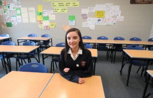 Isabel Dwyer, pictured in a classroom in Scoil Chriost Ri last week.