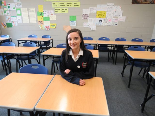 Isabel Dwyer, pictured in a classroom in Scoil Chriost Ri last week.