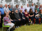 Muireann ni Chonaill ( Arts Officer, Laois Co. Council ), Clr. Tom Mulhall ( Cathaoirleach, Laois Co. Council) and Artist- John Keating , pictured with participants
