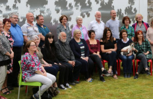 Muireann ni Chonaill ( Arts Officer, Laois Co. Council ), Clr. Tom Mulhall ( Cathaoirleach, Laois Co. Council) and Artist- John Keating , pictured with participants
