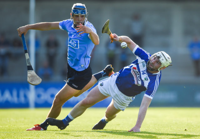 Laois full forward Neil Foyle in action against Eoghan O'Donnell of Dublin