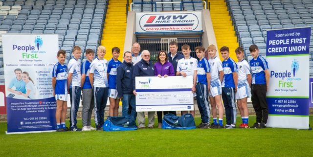 Members of the Laois GAA Talent Academy with People First Credit Union who will sponsor them for another year