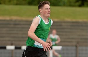 Bobby Crowley, Knockneg College, on his way to winning the Boys 1500m at GloHealth Tailteann Inter Provincial Track and Field Championships in 2015