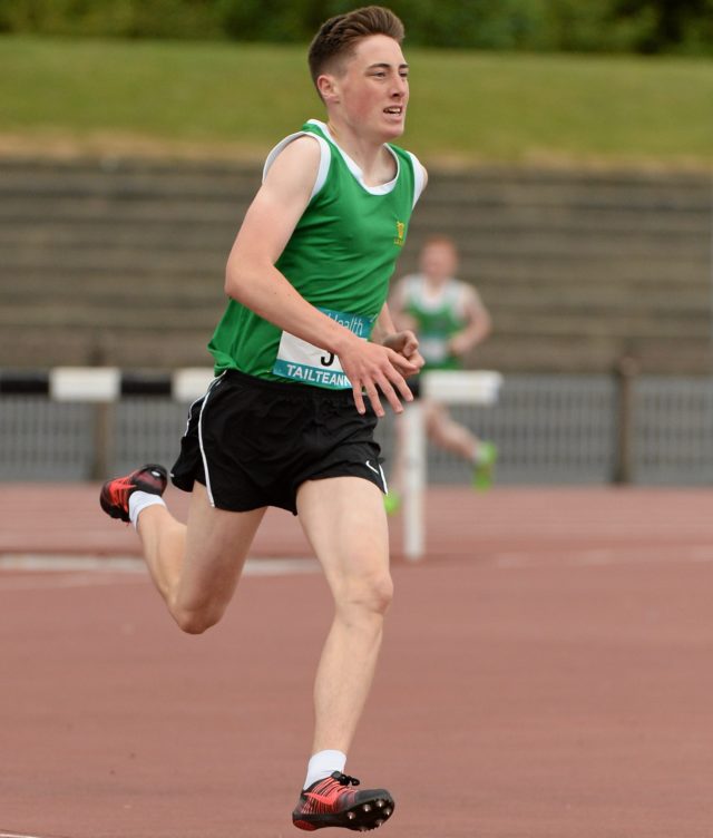 Bobby Crowley, Knockneg College, on his way to winning the Boys 1500m at GloHealth Tailteann Inter Provincial Track and Field Championships in 2015