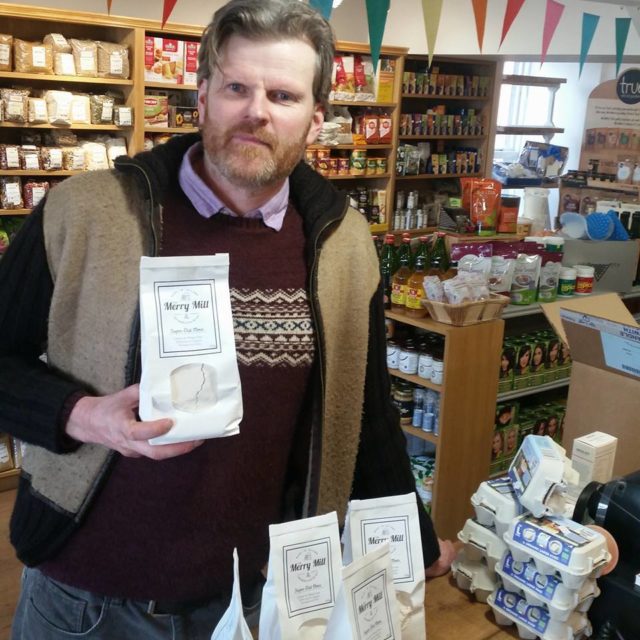 Kevin Scully with his Merry Mill products