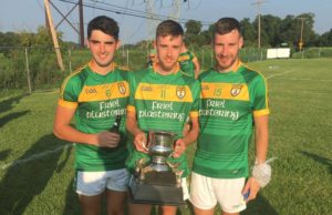 Danny Hickey, Michael Keogh and Adam Campion pictured with the Philadelphia Senior Championship trophy