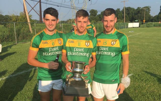 Danny Hickey, Michael Keogh and Adam Campion pictured with the Philadelphia Senior Championship trophy