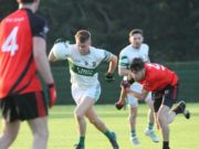 Portlaoise midfielder Paddy Downey in action in the Laois IFC quarter-final replay against The Rock