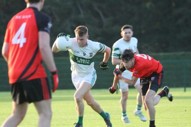 Portlaoise midfielder Paddy Downey in action in the Laois IFC quarter-final replay against The Rock