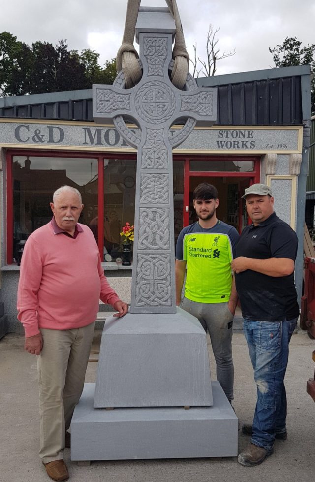 The beautiful Celtic cross carved by three generations of C&D Moran
