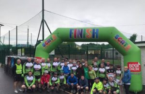 All the riders on the Mark Attride Memorial Cycle at the finish line