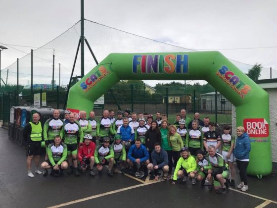 All the riders on the Mark Attride Memorial Cycle at the finish line