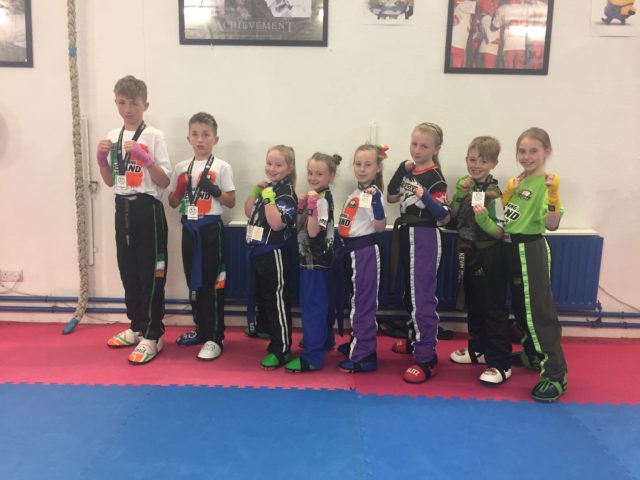 Byron McGuirk, Corey McGuirk, Kayla Leonard, Caitlin Knight, Hannah Reinhardt, Amelia Reinhardt, Kevin Mullen, Ciara McPartlan of Laois Martial Arts