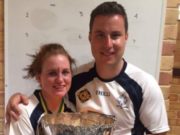 Maebh Moriarty, from Armagh, with Conor O'Regan and the Australasian Games trophy