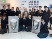 Members of Clonaslee College with local artist