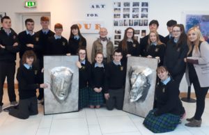 Members of Clonaslee College with local artist