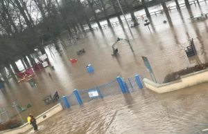 The playground is completely flooded in Mountmellick