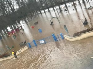 The playground is completely flooded in Mountmellick